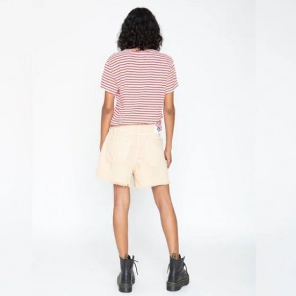 SANDRINE ROSE Slouchy Long Jean Shorts Cut Off Distressed Linen Jorts Sz 25 NWT - Picture 6 of 11